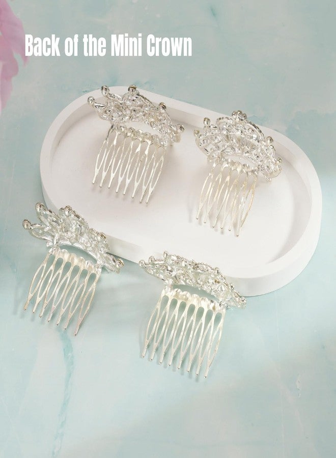 JINYEAH Mini Tiaras Crown with Hair Comb Mini Tiara Bulk Crown Princess Crystal Shiny Tiaras Headbands for Women Hair Accessories Ballet Headdress for Women 4 PCS - Image 2
